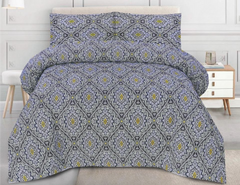 Floral Violet & Mustard Medallion Bedsheet