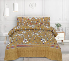 Floral Golden- Printed Bedsheet