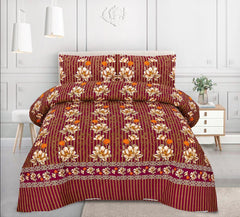 Floral Deep Burgundy- Printed 6 Pcs Vickie Razai Set