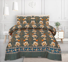 Floral Dark teal Green- Printed 6 Pcs Vickie Razai Set