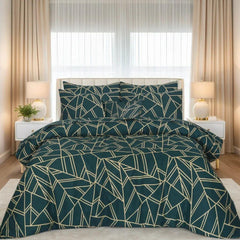 Vickie Emerald Green & Gold Grid Razai Set