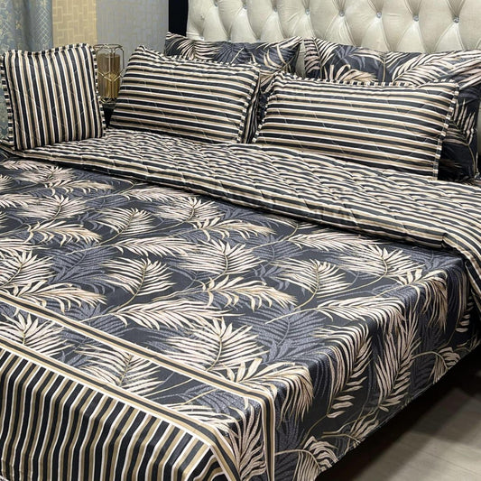 Midnight Palm Stripe Comforter Set