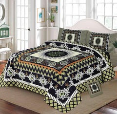 Floral Green Black -  Bed Sheet Set