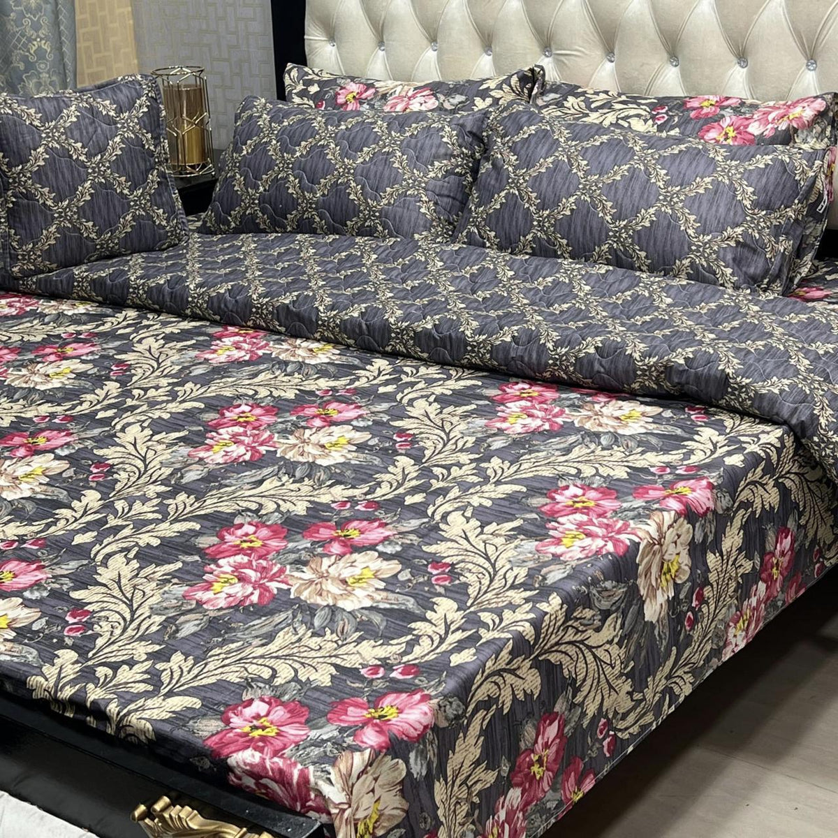 Charming Charcoal Pink Comforter Set