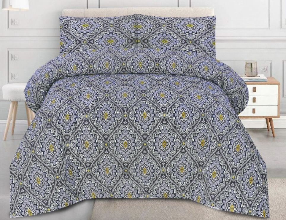 Floral Violet & Mustard Medallion Bedsheet