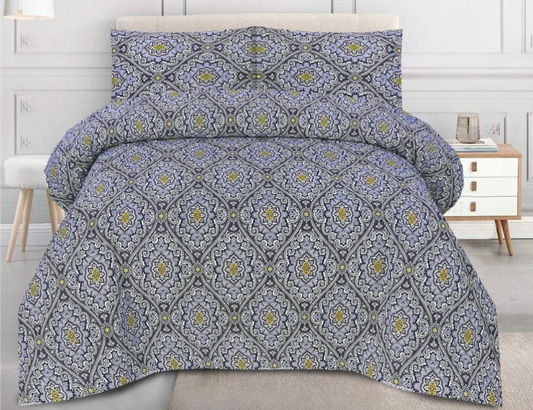 Floral Violet & Mustard Medallion Bedsheet
