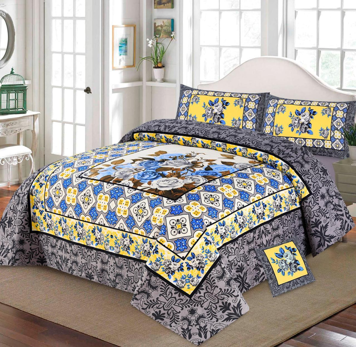 Floral Light Grey -  Bed Sheet Set