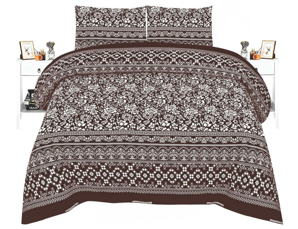 Floral Dark Chocolate Ethnic Print Bedsheet