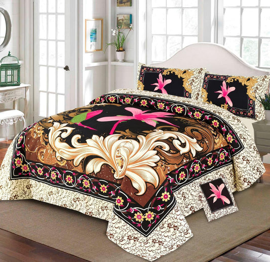 Floral Beige Brown -  Bed Sheet Set