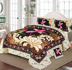 Floral Beige Brown -  Bed Sheet Set