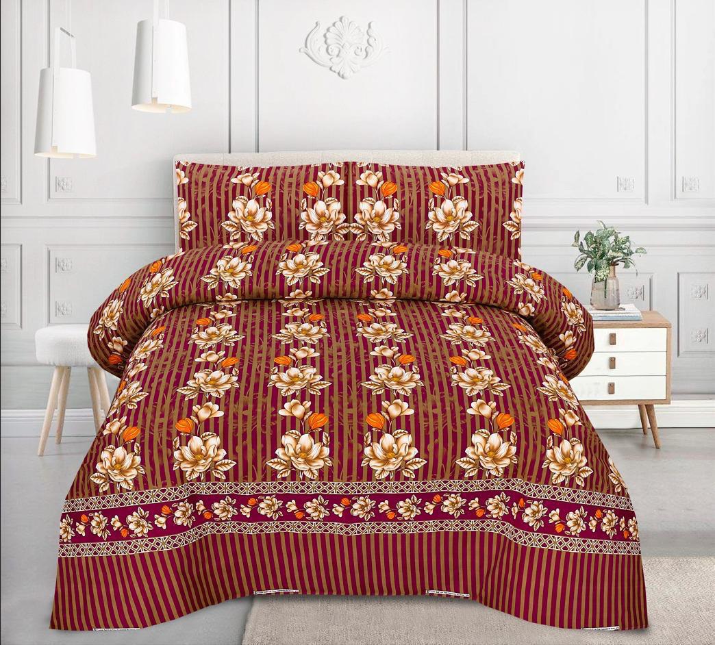 Floral Deep Burgundy- Printed 6 Pcs Vickie Razai Set