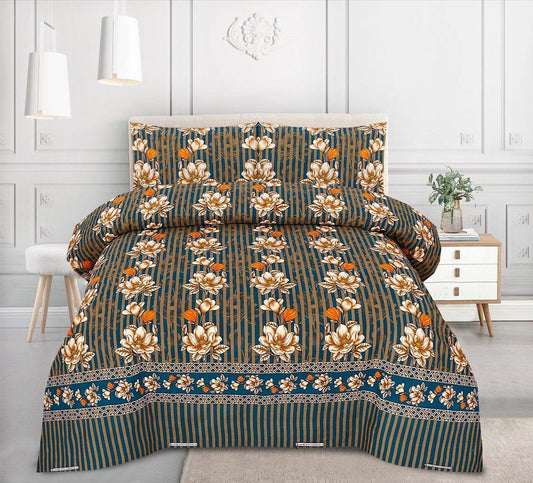 Floral Dark teal Green- Printed 6 Pcs Vickie Razai Set