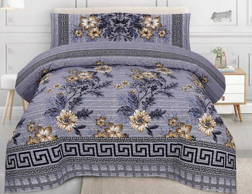 Floral Grey Greek Pattern Bedsheets