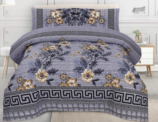 Floral Grey Greek Pattern Bedsheets