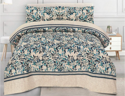 Floral Teal & Cream Leaf Bedsheets