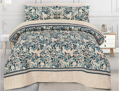 Floral Teal & Cream Leaf Bedsheets