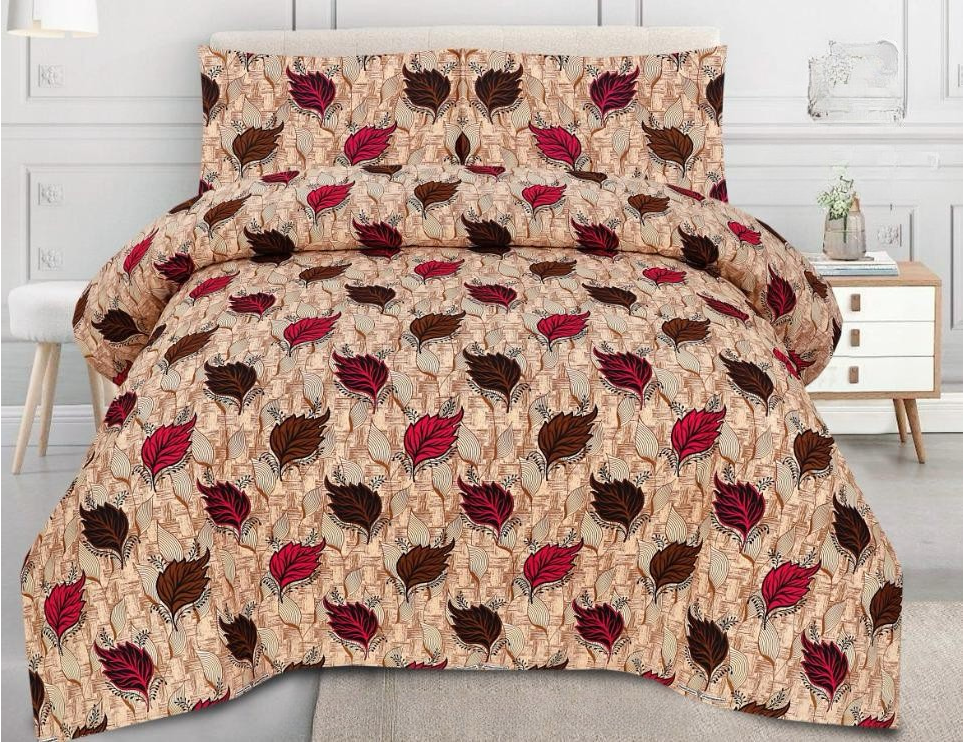 Floral Maroon & Brown Leaf Bedsheets