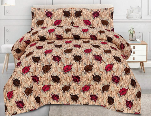 Floral Maroon & Brown Leaf Bedsheets
