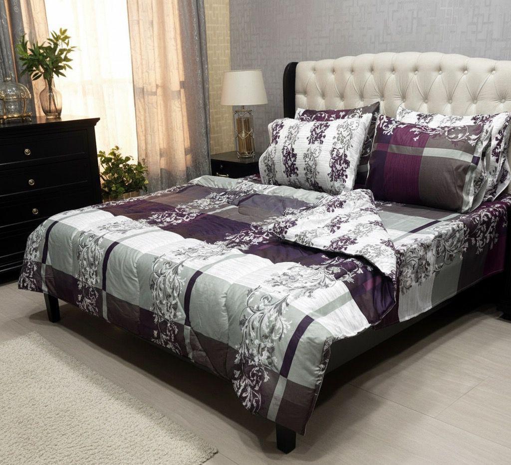Vickie Damask Purple & Silver Razai Set