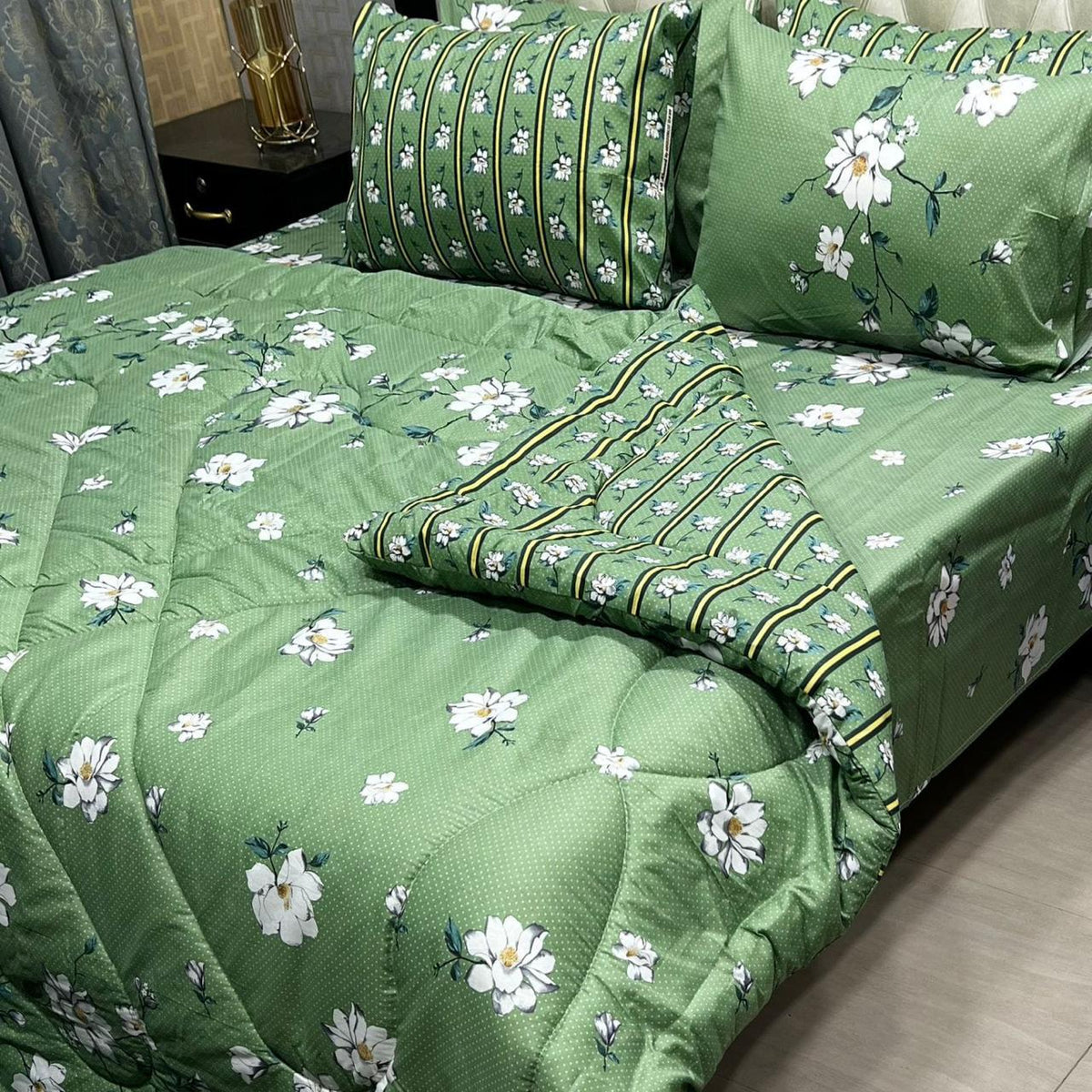 Green - Printed 6 Pcs Vickie Razai Set