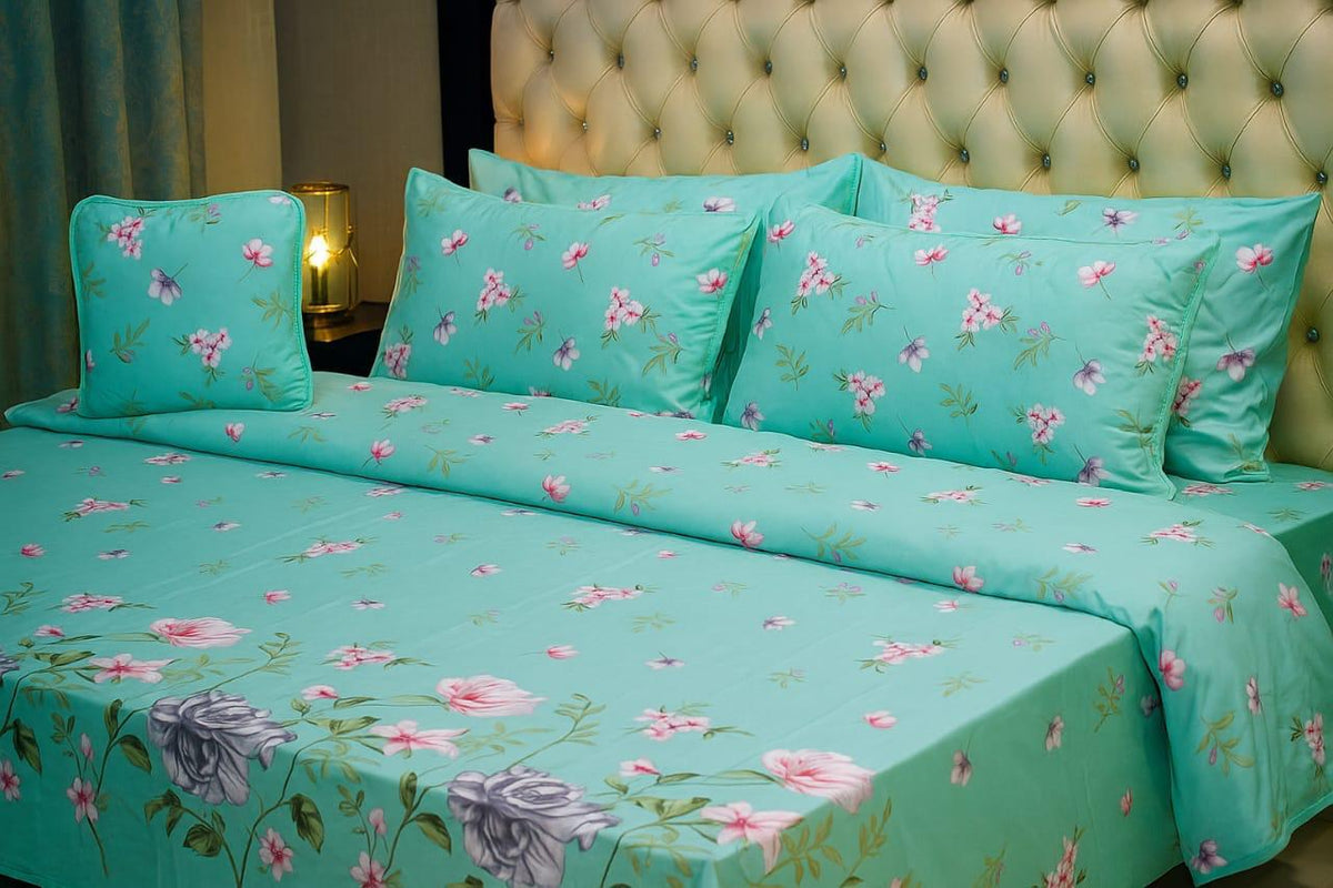 Serene Aqua Floral Comforter Set