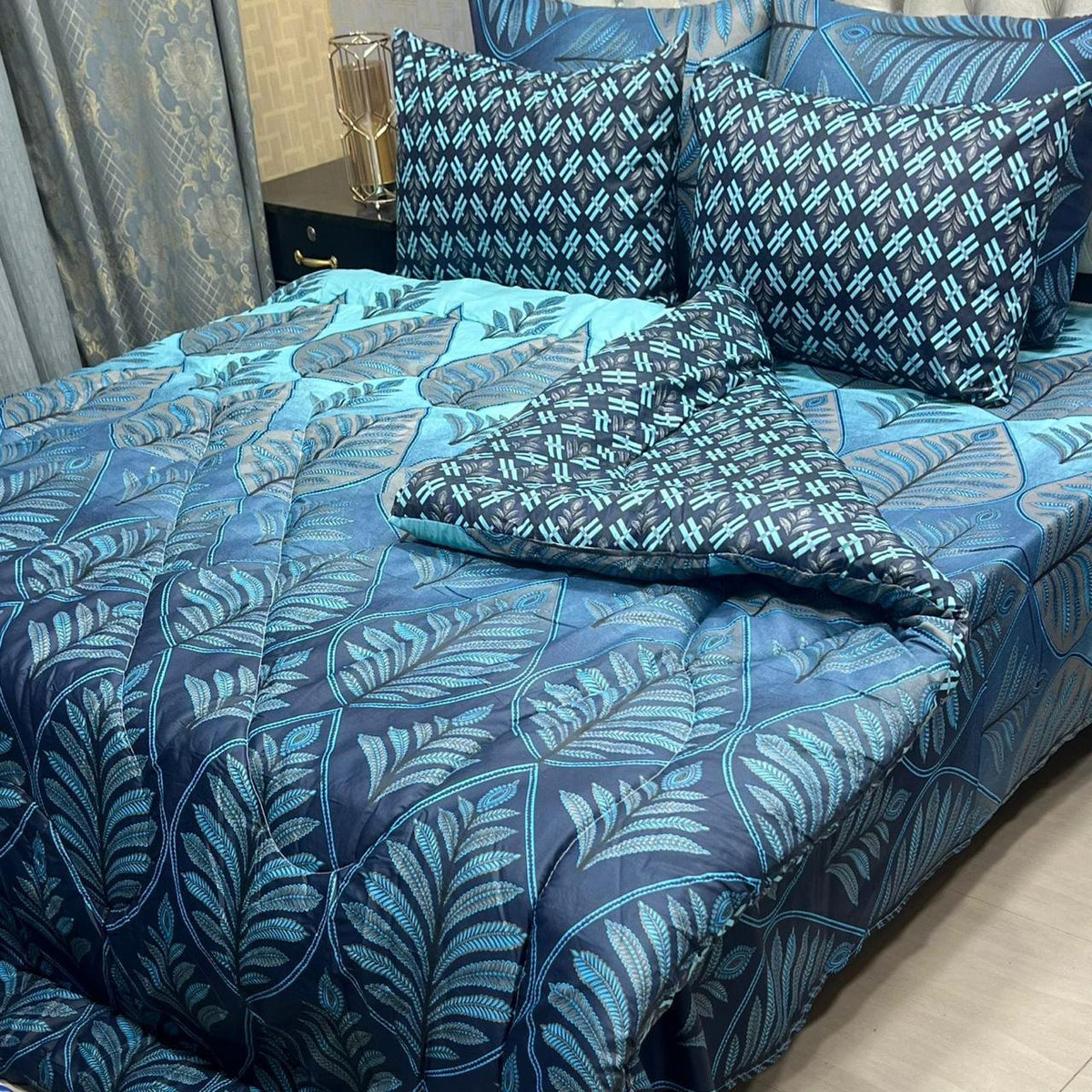 Blue - Printed 6 Pcs Vickie Razai Set