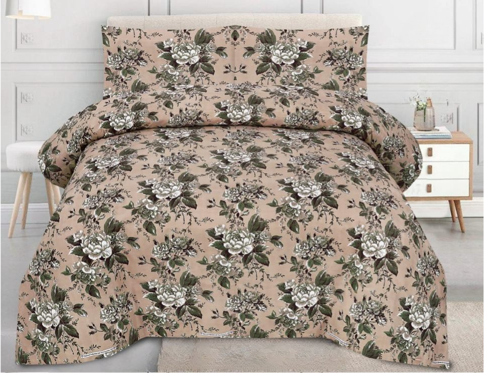 Floral Peach & Olive Rose Bedsheet