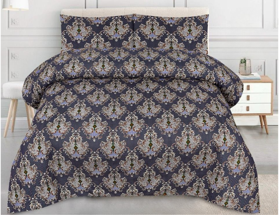 Floral Charcoal Damask Bedsheet