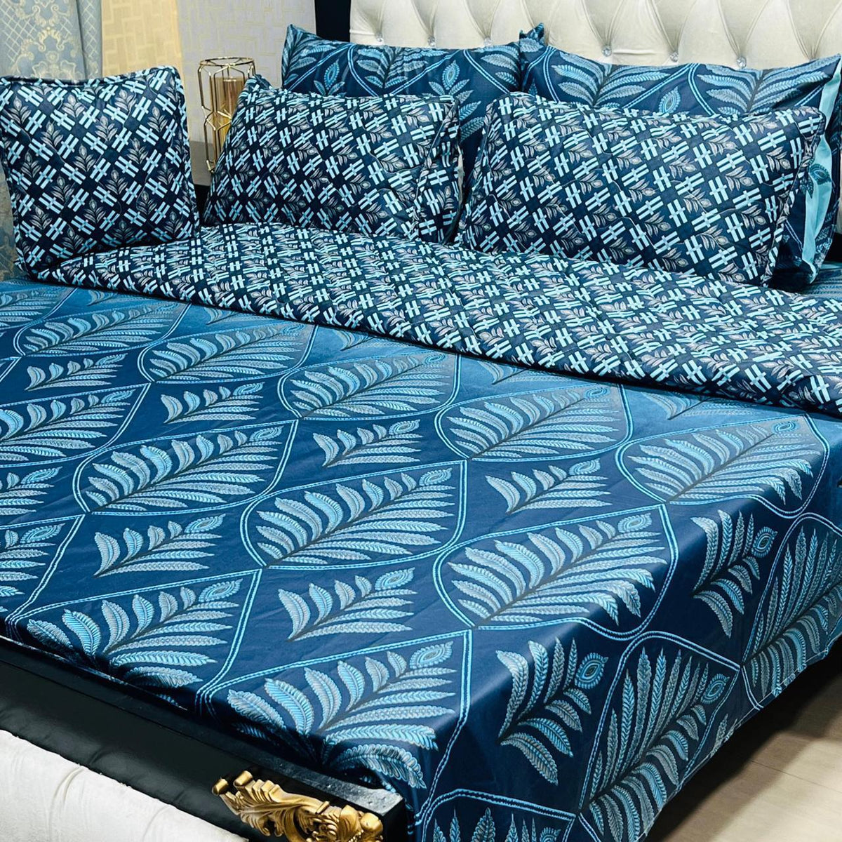 Royal Blue Damask Comforter Set