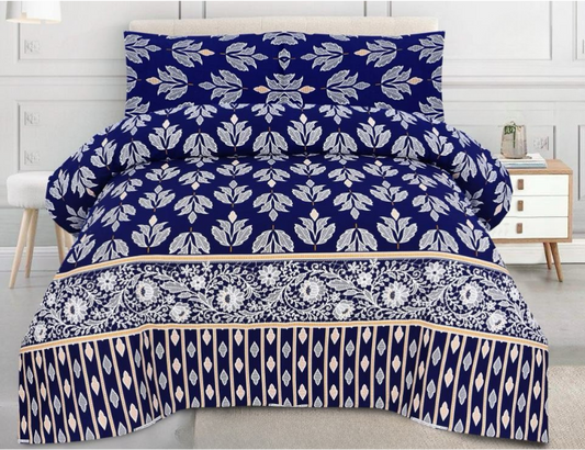 Floral Cobalt & White Lace Bedsheet