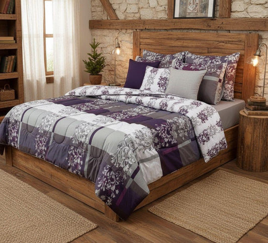 Floral Purple - Printed 6 Pcs Vickie Razai Set